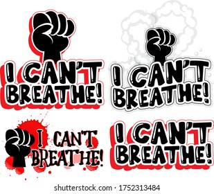 I can't breathe font text banner set illustration