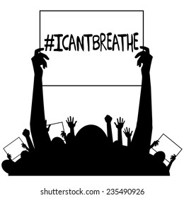 I can't breathe protest signs silhouette EPS10 vector stock illustration