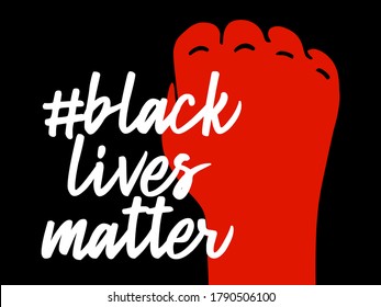 I can't breathe slogan Black lives matter. Black clenched protest fist with barbed wire and bullet holes. Illustration, vector