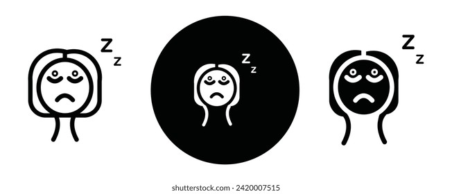 Cant fall asleep outline icon collection or set. Cant fall asleep Thin vector line art