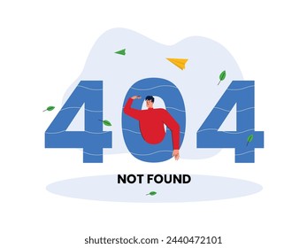 Can't find anything in 404 page not found, vector illustration.