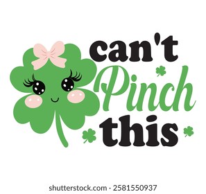 Can't Pinch This - Happy St. Patrick typography T-shirt vector, Saint Patrick's Day gnome Illustration Design, lucky shamrock Clipart