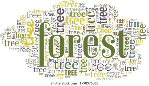 No puedo ver los bosques de la palabra árbol nube aislados en un fondo blanco.