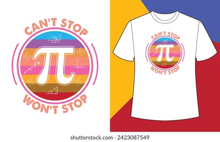 Kein Stopp, kein Stopp, Pi-Tag-T-Shirt-Design-Vorlage