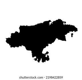 Cantabria map vector silhouette illustration isolated on white background. High detailed illustration. Spain province, part of autonomous community Santander. Country in Europe, EU member.