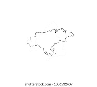 Cantabria outline map Spain region 