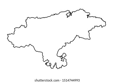 Cantabria province basic map outline. Spain. Vector illustration.