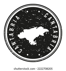 Cantabria, Spain Stamp Travel Passport. Design Retro Symbol Country. Old Vintage Postmark.