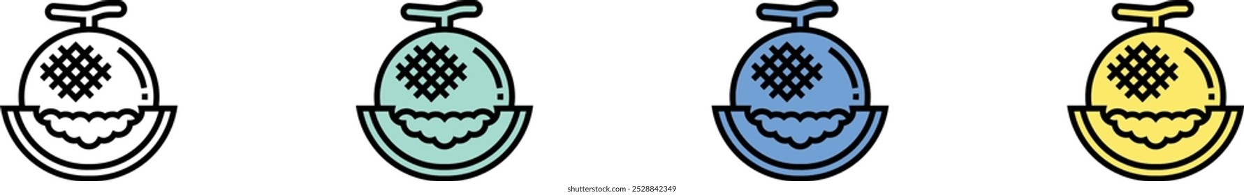 cantaloupe icon. Outline, Green, Blue and Yellow Style Design Isolated On White Background