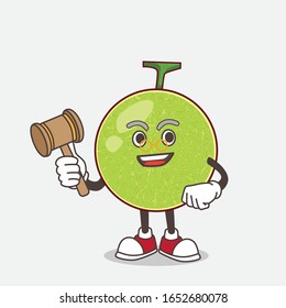 Cantaloupe Melon cartoon mascot character as wise judge