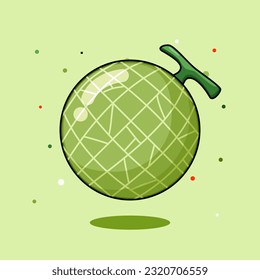 cantaloupe melon fruit vector illustration design cute catoon kawaii 