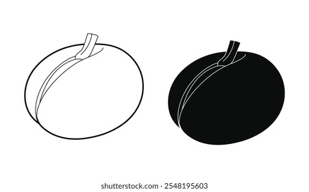 Icono de dibujo minimalista de contorno de melón aislado sobre fondo blanco.