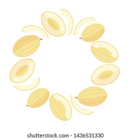 Cantaloupe round frame, vector illustration flat style
