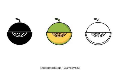 Cantaloupe Vector Art Icon Variations