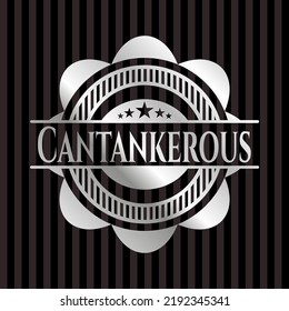 Cantankerous silver shiny emblem]. Vector Illustration. Mosaic. 