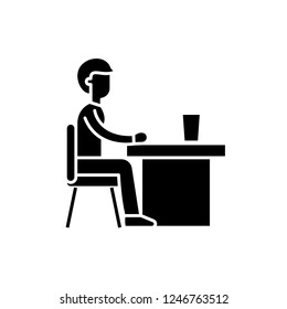 Canteen black icon, vector sign on isolated background. Canteen concept symbol, illustration 