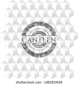 Canteen grey badge with geometric cube white background