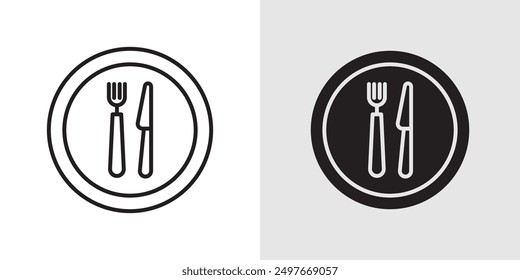 Canteen icon Black line art vector logo set