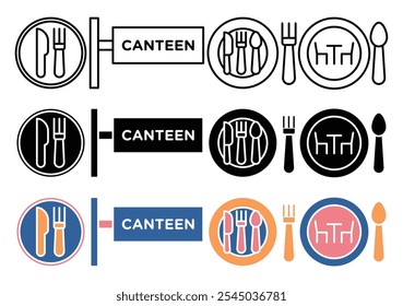 Canteen icon collection on white background