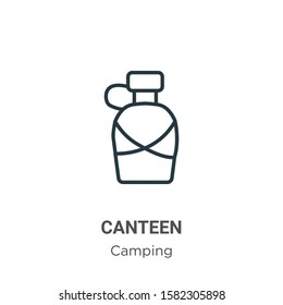 Canteen outline vector icon. Thin line black canteen icon, flat vector simple element illustration from editable camping concept isolated on white background