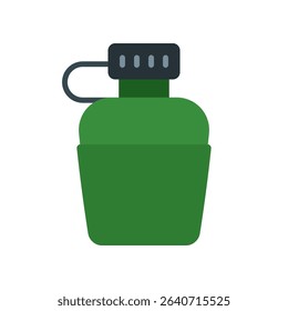 Canteen Vector for Hydration on Outdoor Adventures. Portable water bottle illustration, hiking essential, survival gear