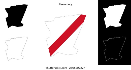 Conjunto de mapa de contorno en blanco de Canterbury