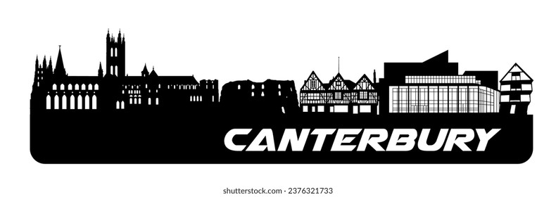 Canterbury City Landscape Skyline Silhouette