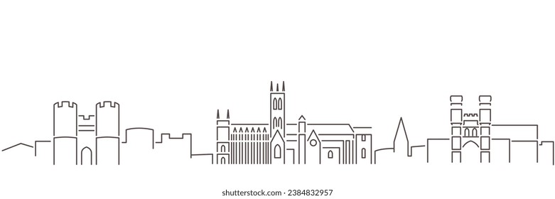 Canterbury Dark Line Simple Minimalist Skyline With White Background