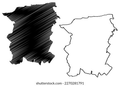 Canterbury Non-metropolitan district, borough, city (United Kingdom of Great Britain and Northern Ireland, ceremonial county Kent, England) map vector illustration, scribble sketch map