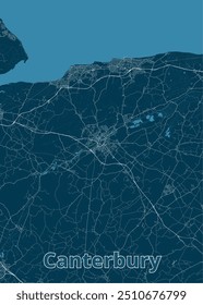 Canterbury, United Kingdom artistic blueprint map poster