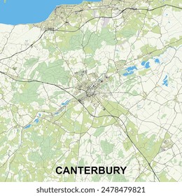 Canterbury, Reino Unido mapa poster art