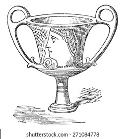 Canthare, vintage engraved illustration. 