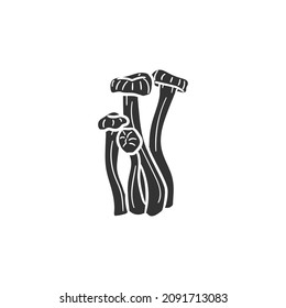 Cantharellus Lutescens Icon Silhouette Illustration. Mushroom Boletus Vector Graphic Pictogram Symbol Clip Art. Doodle Sketch Black Sign.