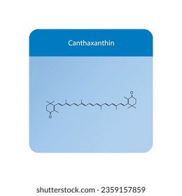 Canthaxanthin Carotenoid red pigment Molecular structure skeletal formula on blue background.