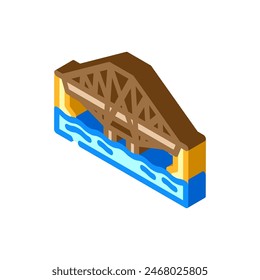 Vector isométrico de puente voladizo. signo de puente voladizo. ilustración de símbolo aislado