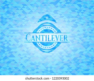 Cantilever light blue emblem with triangle mosaic background