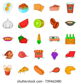 Cantina icons set. Cartoon set of 25 cantina vector icons for web isolated on white background