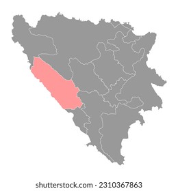 Mapa del cantón 10, distrito administrativo de la Federación de Bosnia y Herzegovina. Ilustración vectorial.