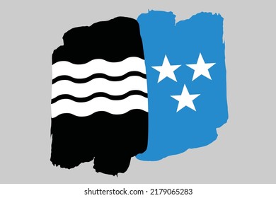 The Canton of Aargau flag, Switzerland. Swiss region  banner brush style. Horizontal vector Illustration isolated on gray background.  