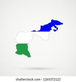Canton of Appenzell Ausserrhoden ( Switzerland ) map in Ladin people flag colors, editable vector.
