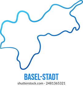 Canton of Basel Stadt  in Switzerland simplified blue map 