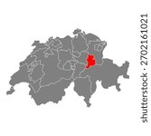 Canton of Glarus Switzerland map shape, travel web flat concept icon vector illustration .
