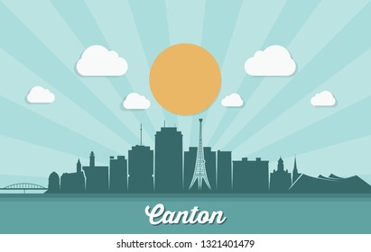 Canton Skyline - Ohio, United States Of America, USA - Vector Illustration