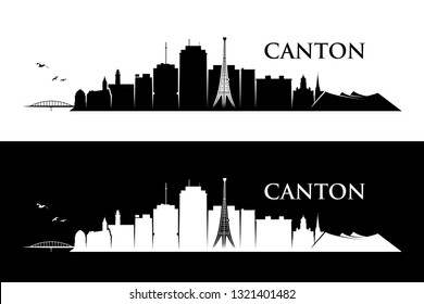 Canton Skyline - Ohio, United States Of America, USA - Vector Illustration