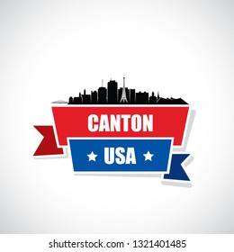 Canton Skyline - Ohio, United States Of America, USA - Vector Illustration