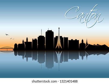 Canton Skyline - Ohio, United States Of America, USA - Vector Illustration