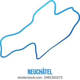 Neuchâtel Kanton, Schweiz Einfache abstrakte blaue Gradientenkarte mit Titel