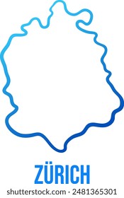Kanton Zürich, Schweiz Vereinfachte blaue Karte mit Titel