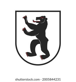 Canton of Switzerland, Swiss confederation Appenzell Innerrhoden region emblem and coat of arms, vector. Swiss canton banner sign or flag of Appenzell Inner Rhodes with bear on shield