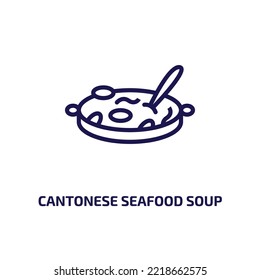 cantonese seafood soup icon from food and restaurant collection. Thin linear cantonese seafood soup, chinese, duck outline icon isolated on white background. Line vector cantonese seafood soup sign, 